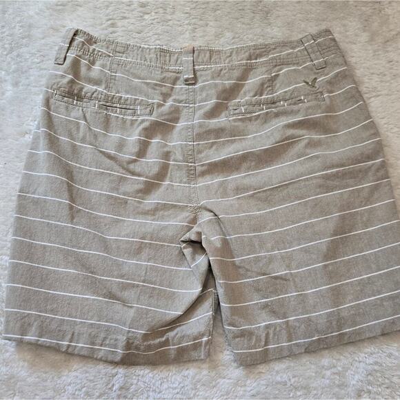 American Eagle Tan and White Striped Cotton Longboard Shorts, Size 32 - Picture 7 of 7